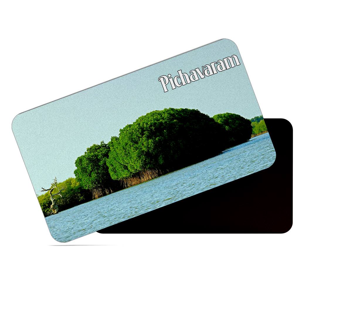 dhcrafts Multicolor Tamil Nadu Pichavaram Design Rectangular Rubber Matte Finish Fridge Magnet / Magnetic Card Pack of 1 (8.6cm x 5.4cm)